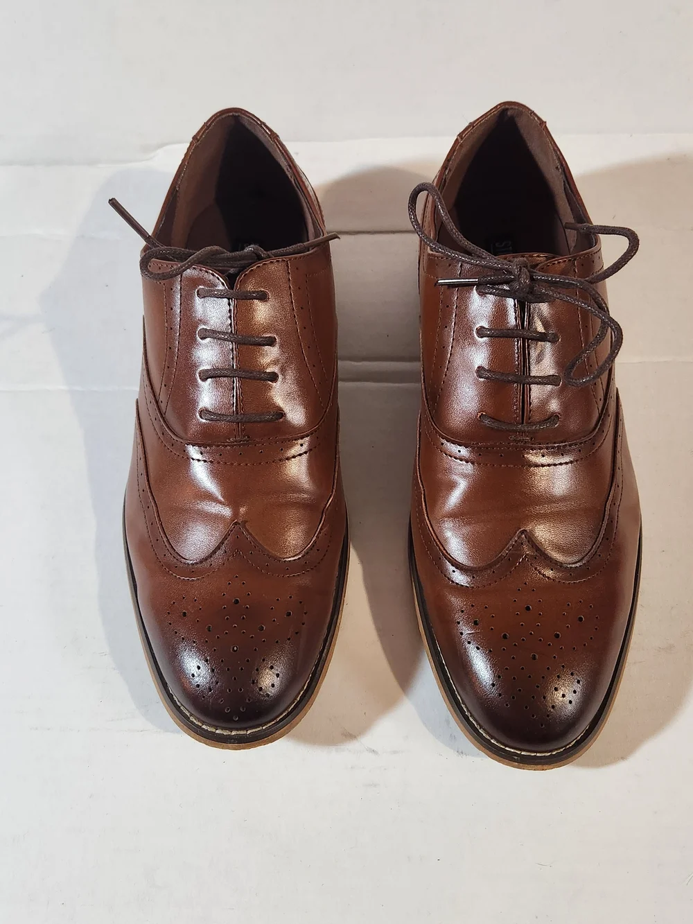 Men's Brown Leather Wingtip Oxford Dress Shoes